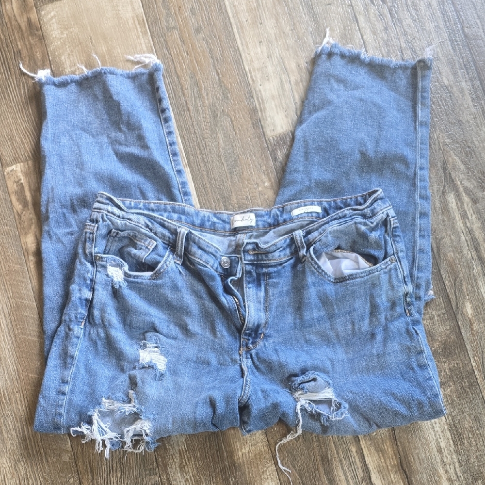 Wonderly Light Blue Distressed Boyfriend Jeans